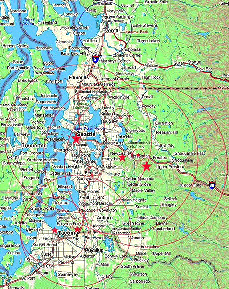 Seattle coverage area map.